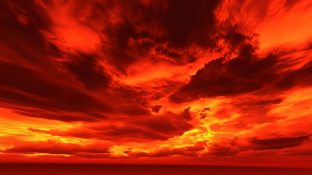 Photo fiery red sky with flame effects providing a dramatic backdrop for creative designs and visual impact