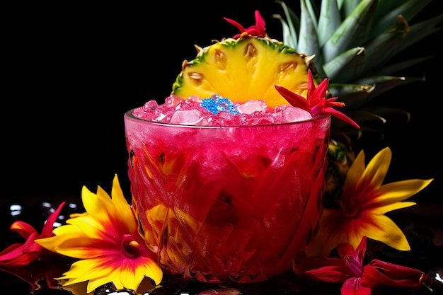 Fiery red and yellow dragon fruit cooler