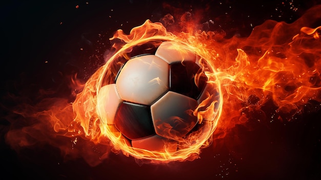 A fiery soccer ball during a game Generate Ai