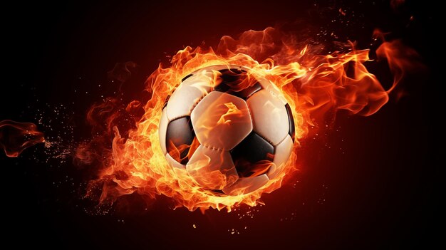 A fiery soccer ball during a game Generate Ai