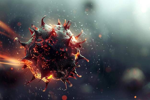 Fiery virus particle abstract background