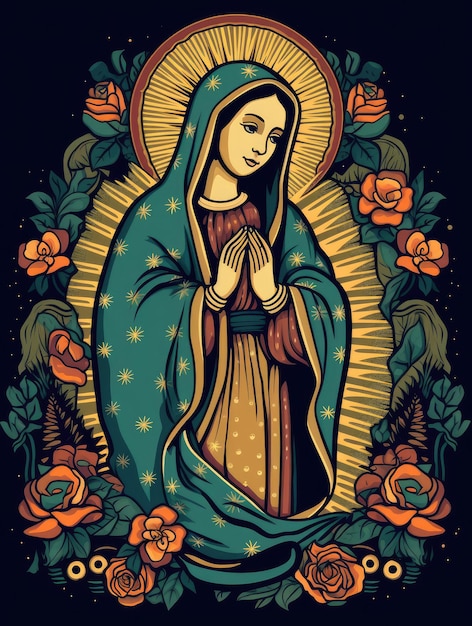 Fiesta de la virgen drawing AI generated