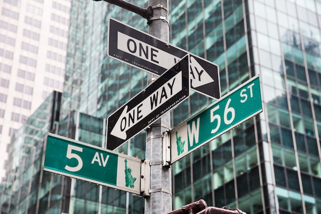 Fifth avenue and W 56 st crossroad in New York