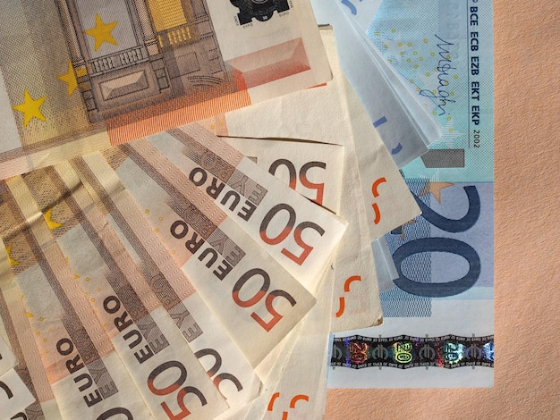 Fifty and Twenty Euro banknotes currency of the European Union