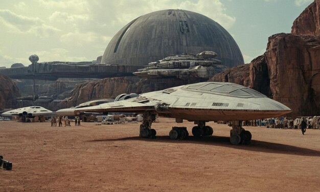 Photo a fighter jet is parked in front of a dome