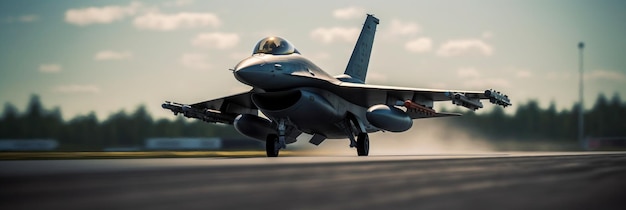 A fighter jet is on the runway with the tail pointing up.