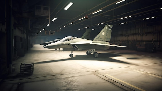 A fighter jet is sitting in a hangar with the number 2 on the tail.