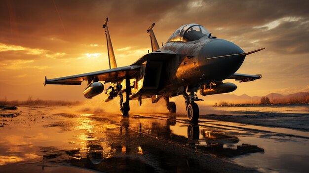 A fighter jet on a runway