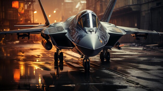 A fighter jet on a runway