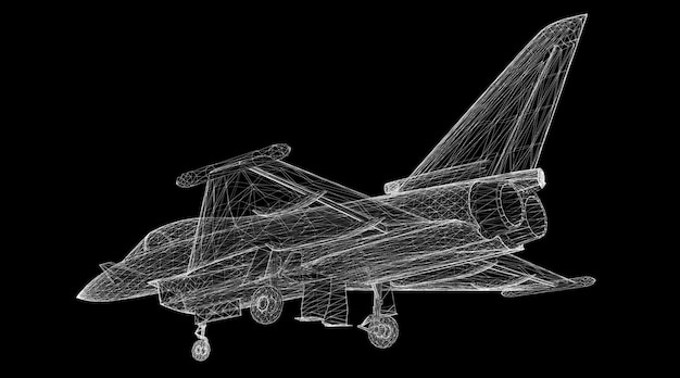 Fighter Plane model, body structure, wire model