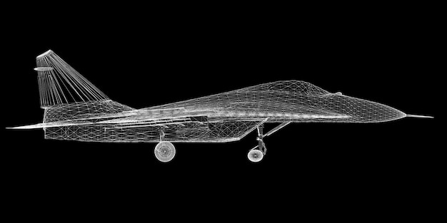 Fighter Plane model, body structure, wire model