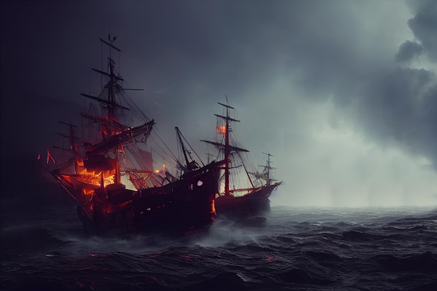 Fighting pirates ships