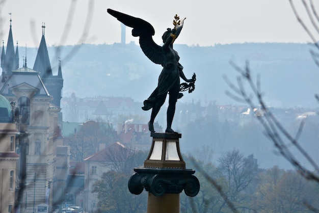 Figure of an angel on the Czech bridge in Prague