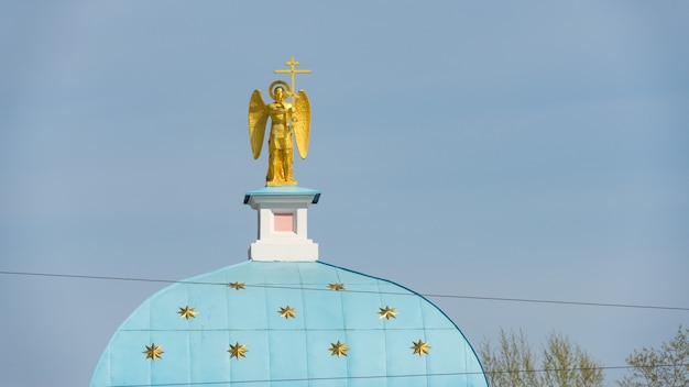 Figure of an angel on a dome of Chapel of the Icon of the Mother of God of Iversk in Tomsk Russia