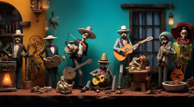 figure representation of a mexican musical group