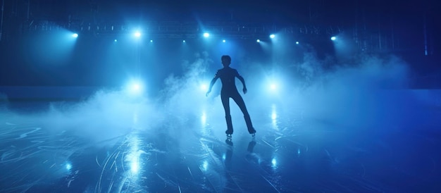 Photo figure skater performing on an ice rink