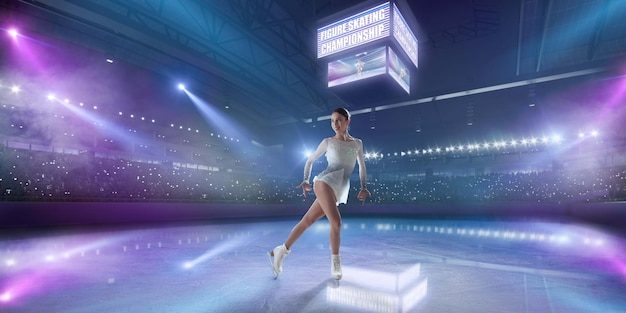 Figure skating girl in ice arena