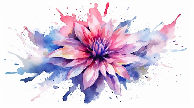 Figure stylized flower with watercolor stains Generative AI