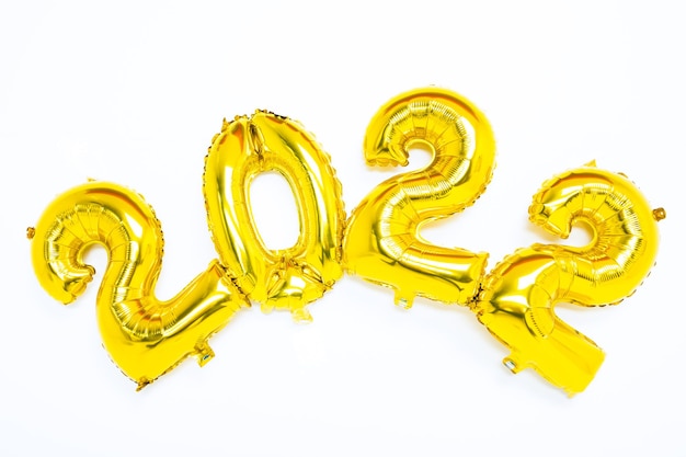 Figures 2022 from golden balloons. New Year's Holiday