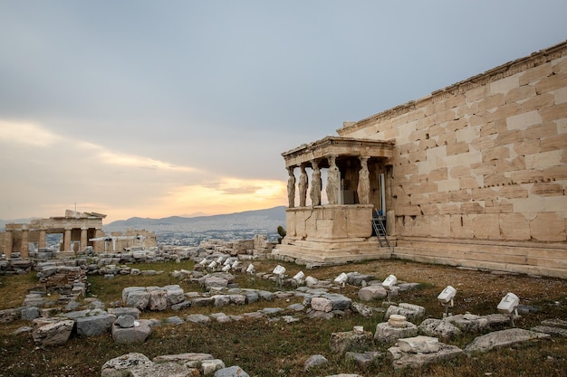 Figures of Caryatids Porch of the Erechtheion on the Parthenon on Acropolis Hill Athens Greece