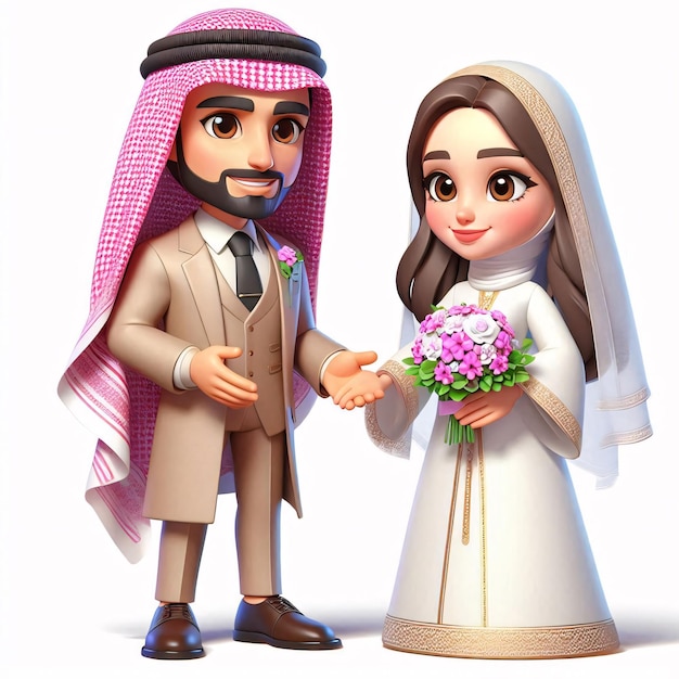 Photo a figurine of a bride and groom holding flowers