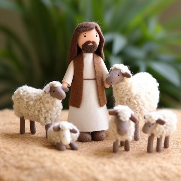 a figurine of builder with a sheep and the words " builder " on the front.