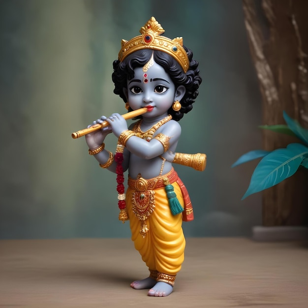 a figurine of a doll with a flute in his hand