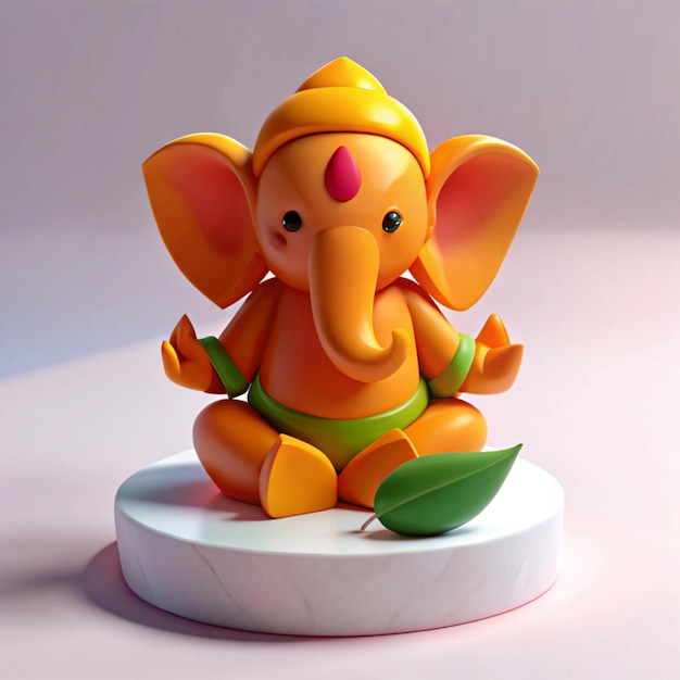 Photo a figurine of an elephant is on a round white pedestal