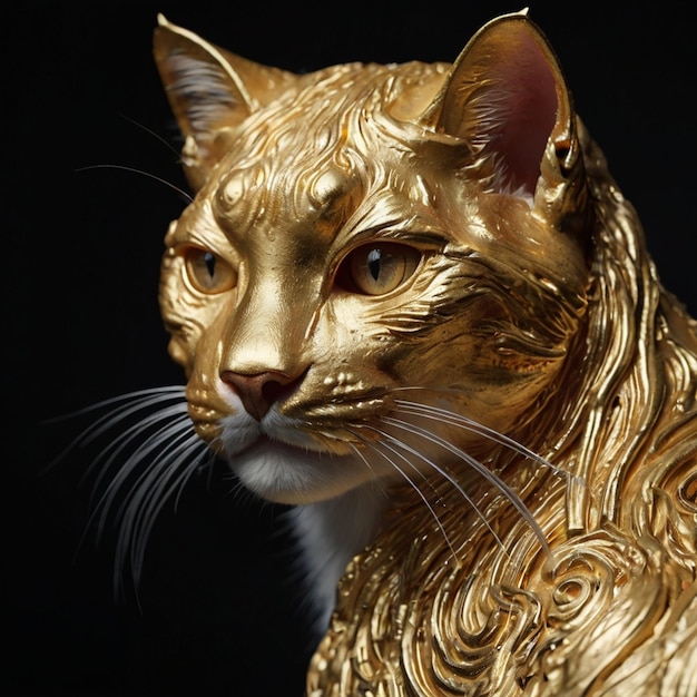 figurine golden cat brings good luck 3d render