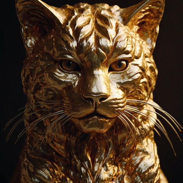 figurine golden cat brings good luck 3d render