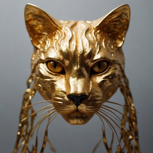 figurine golden cat brings good luck 3d render