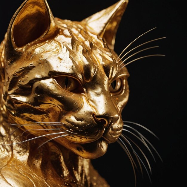 figurine golden cat brings good luck 3d render