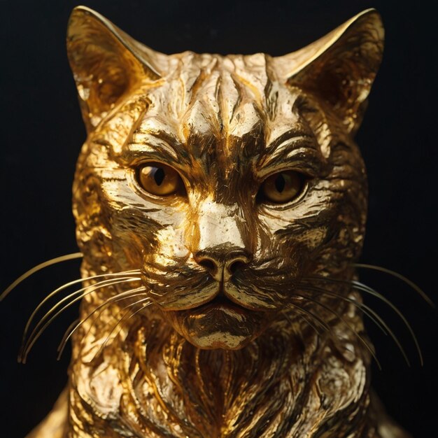 figurine golden cat brings good luck 3d render