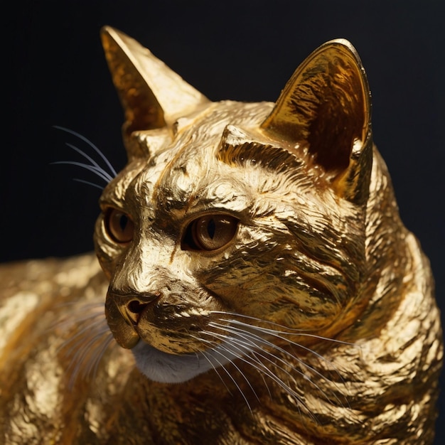 Photo figurine golden cat brings good luck 3d render