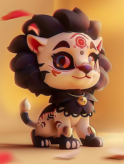 a figurine of a lion with a black dress and a black top