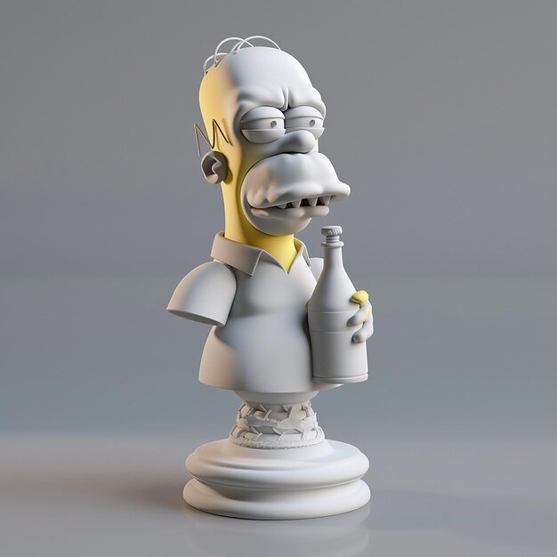 a figurine of a man with a bottle of beer in his mouth