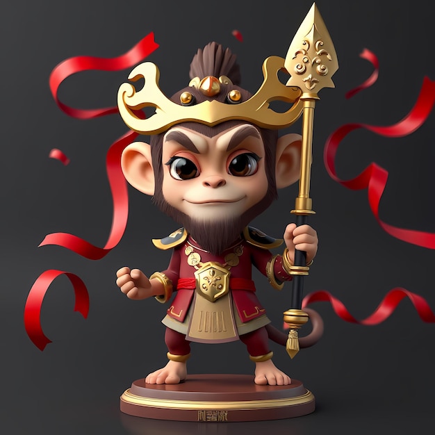 a figurine of a monkey with a sword in his hand is holding a sword