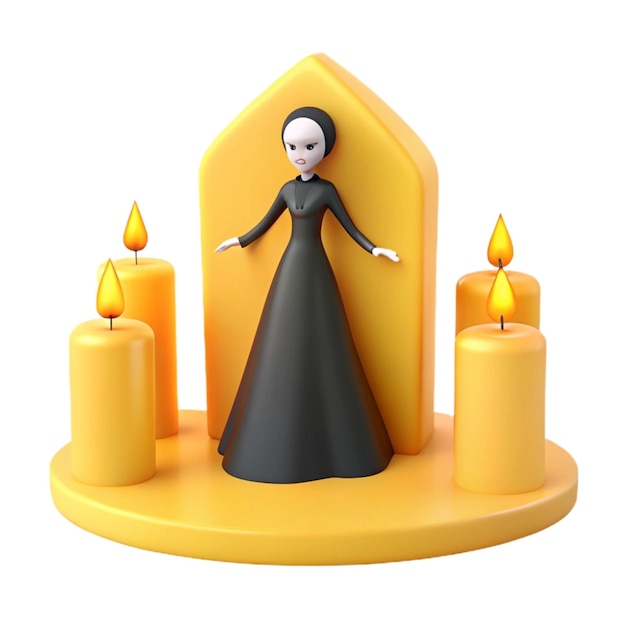 Photo a figurine of a nun stands in front of candles