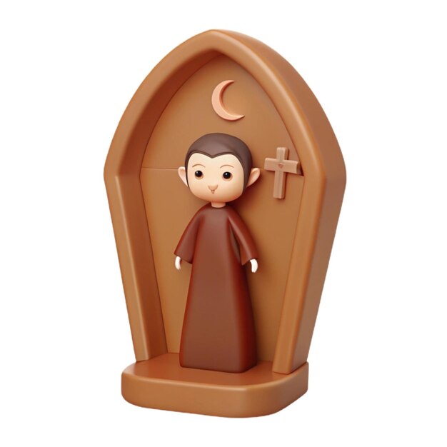 Photo a figurine of a priest with a crescent moon on the top