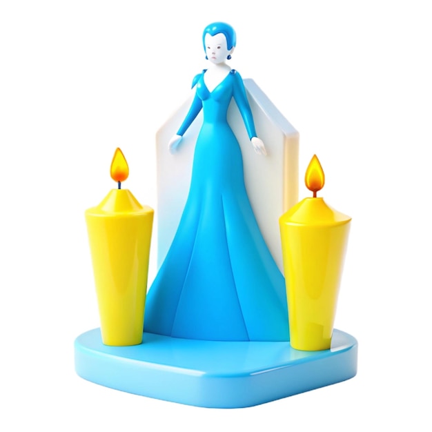 a figurine of a princess with yellow candles on top of it