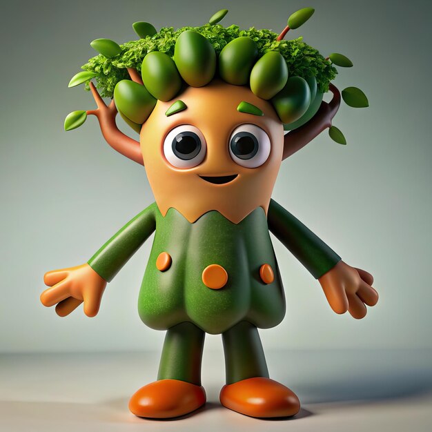 Photo a figurine with a head of broccoli on it