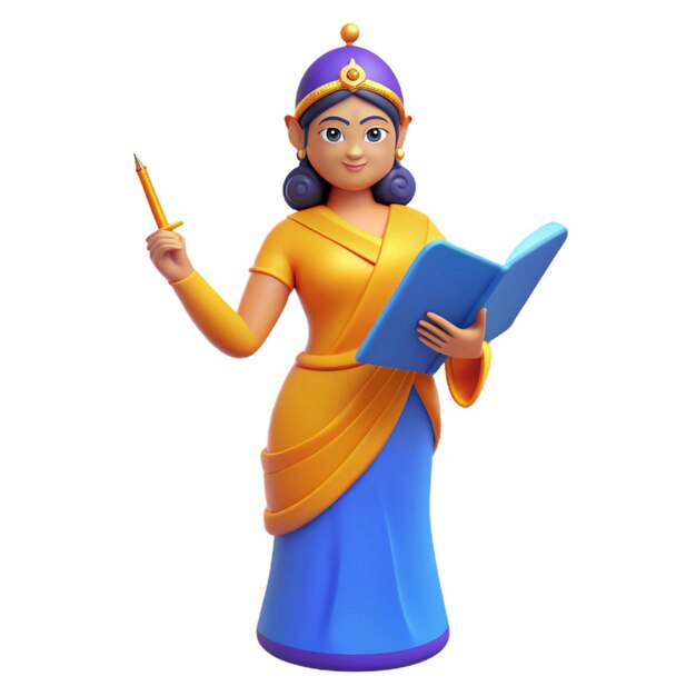 Photo a figurine of a woman holding a book in her hand