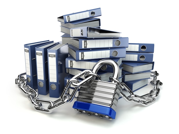 File folder and chain with lock Data and privacy security