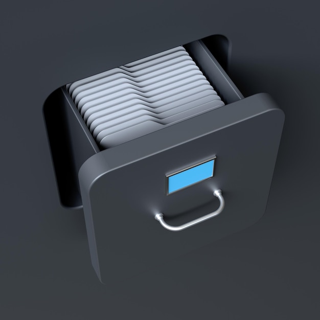 Files Document of Hanging File Folders in Drawer in a Whole Pile of Full Papers Concept 3d Rendering