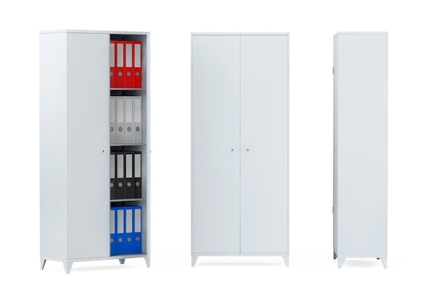 Filing Cabinets with Office Folders on a white background