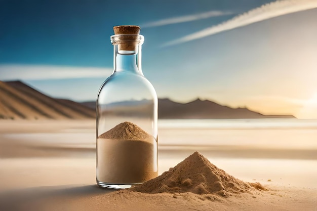 Filling a bottle with sand