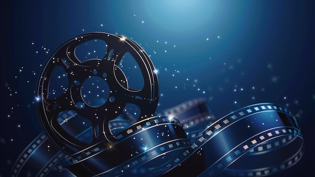 Film Reel and Blue Background