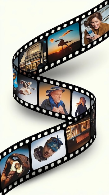 Filmstrip with pictures isolated on white background