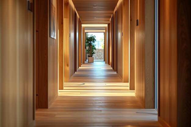 Final Scene of a Home Hallway with Wood