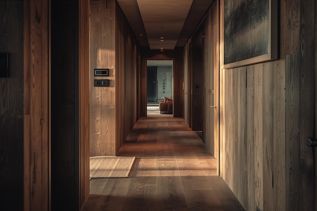 Final Scene of a Home Hallway with Wood